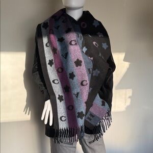 Luxurious Black Multicolor Stars and Stripes 100% wool.